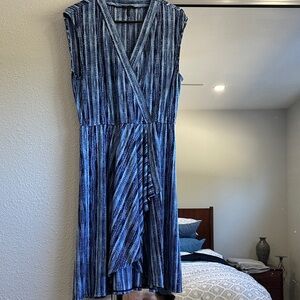 BCBGMaxAzria Asymmetrical Blue Striped Dress
